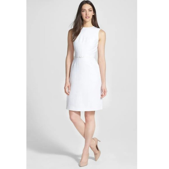 Tory Burch Kimberly Ottoman Linen Sheath Dress Size 2 White - Picture 1 of 8